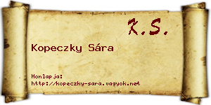 Kopeczky Sára névjegykártya